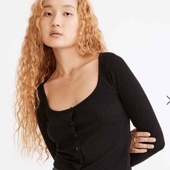 Madewell Ribbed Cardigan Crop Tee - Picture 2 of 4